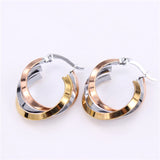 Stainless Steel Hoop Earrings 3 Colors Twisted Wire LH867