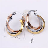 Stainless Steel Hoop Earrings 3 Colors Twisted Wire LH867