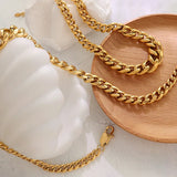 Stainless Steel Cuban Chain Necklace Hip-hop Unisex Jewelry