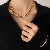 Stainless Steel Cuban Chain Necklace Hip-hop Unisex Jewelry