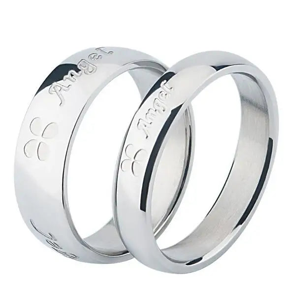 Stainless Steel Lucky Clover Love Couple Rings