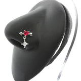 Heart Shape Stainless Steel Nose Ring with Gem Dangle