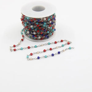 3mm Glass Cube Beads Rosary Chains, DIY Necklace Bracelet