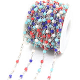 3mm Glass Cube Beads Rosary Chains, DIY Necklace Bracelet