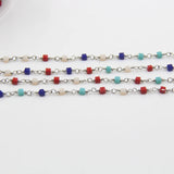 3mm Glass Cube Beads Rosary Chains, DIY Necklace Bracelet