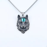 Men's Stainless Steel Wolf Head Pendant Necklace, 55mm Length