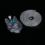 Men's Stainless Steel Wolf Head Pendant Necklace, 55mm Length