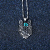 Men's Stainless Steel Wolf Head Pendant Necklace, 55mm Length