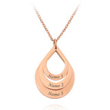 Custom Family Brother Sister Water Drop Necklace Stainless Steel Vacuum Furnace