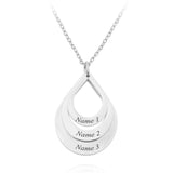 Custom Family Brother Sister Water Drop Necklace Stainless Steel Vacuum Furnace