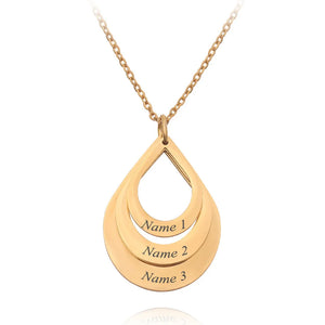 Custom Family Brother Sister Water Drop Necklace Stainless Steel Vacuum Furnace