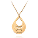 Custom Family Brother Sister Water Drop Necklace Stainless Steel Vacuum Furnace