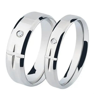 Creative Cross Couple Rings Stainless Steel