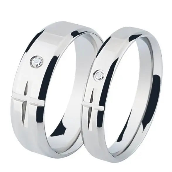 Creative Cross Couple Rings Stainless Steel