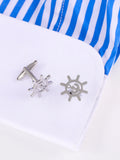 Navy Sailboat Rudder Cufflinks for Men and Women