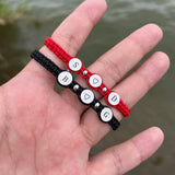 Personalized Stainless Steel Disc Bracelet with Red Rope, Couple Jewel
