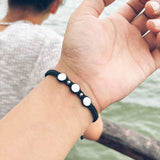 Personalized Stainless Steel Disc Bracelet with Red Rope, Couple Jewel