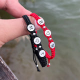 Personalized Stainless Steel Disc Bracelet with Red Rope, Couple Jewel