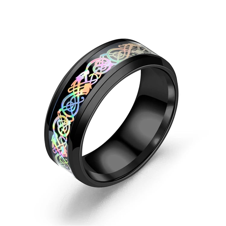 Colorful Dragon Stainless Steel Ring for Men