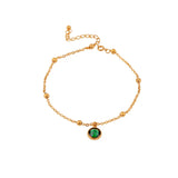 Green Zircon Pendant Stainless Steel Anklet Chain