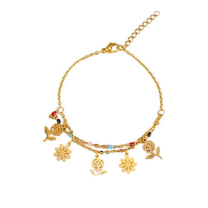 Stainless Steel Stamen Rose Bracelet - Romantic Christmas Gift