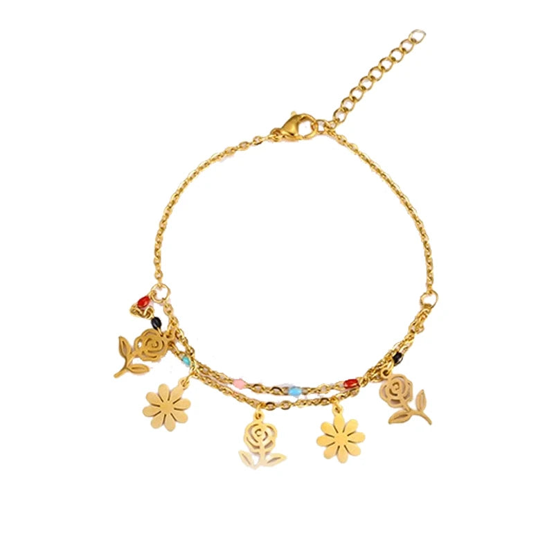 Stainless Steel Stamen Rose Bracelet - Romantic Christmas Gift