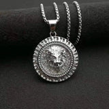 Lion Head Pendant Necklace in Stainless Steel