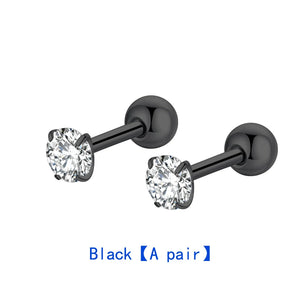 Stainless Steel 4-Claw Crystal Stud Earrings - Gift for Girls