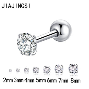 Stainless Steel 4-Claw Crystal Stud Earrings - Gift for Girls
