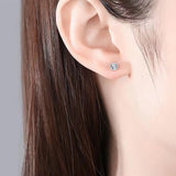 Stainless Steel 4-Claw Stud Earrings with Clear Crystals