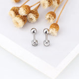 Stainless Steel 4-Claw Stud Earrings with Clear Crystals