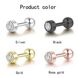 Stainless Steel 4-Claw Stud Earrings with Clear Crystals