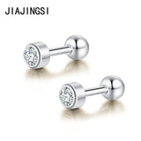 Stainless Steel 4-Claw Stud Earrings with Clear Crystals