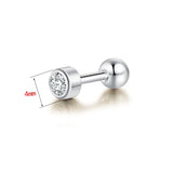 Stainless Steel 4-Claw Stud Earrings with Clear Crystals