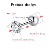 Stainless Steel 4-Claw Crystal Stud Earrings - Gift for Girls
