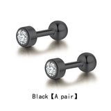Stainless Steel 4-Claw Stud Earrings with Clear Crystals