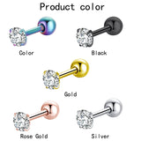 Stainless Steel 4-Claw Crystal Stud Earrings - Gift for Girls
