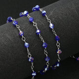 Stainless Steel Glass Beads Chain Faceted Necklace Chains