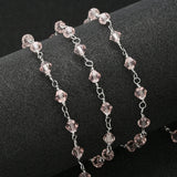 Stainless Steel Glass Beads Chain Faceted Necklace Chains