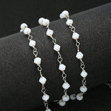 Stainless Steel Glass Beads Chain Faceted Necklace Chains