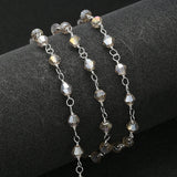 Stainless Steel Glass Beads Chain Faceted Necklace Chains