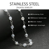 Stainless Steel Glass Beads Chain Faceted Necklace Chains