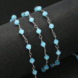 Stainless Steel Glass Beads Chain Faceted Necklace Chains