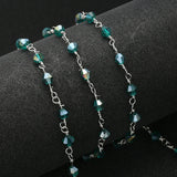 Stainless Steel Glass Beads Chain Faceted Necklace Chains