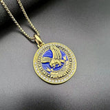 Vintage Stainless Steel Eagle Pendant with Blackened Glue Lettering