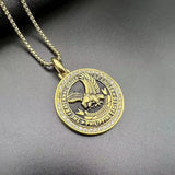 Vintage Stainless Steel Eagle Pendant with Blackened Glue Lettering