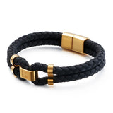 Stainless Steel Multi-layer Cross Leather Bracelet Men's Bracelet