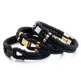 Stainless Steel Multi-layer Cross Leather Bracelet Men's Bracelet