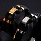 Stainless Steel Multi-layer Cross Leather Bracelet Men's Bracelet