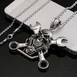 Men's Stainless Steel Wrench Pendant Skull Accessory